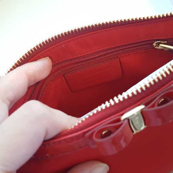 NWT Authentic Ferragamo Red Leather Nylon Pouch - Picture 8 of 8